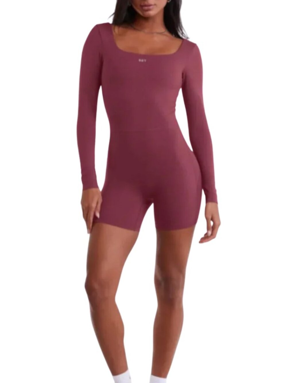 Set Active Sportbody Long Sleeve Shortysuit Romper Women's Medium Canyon Red Gym